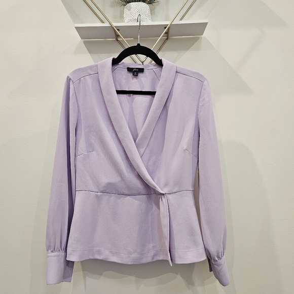 J. Crew Lilac Purple Drapey Faux Wrap Top 365 Crepe Fabric Size 8 - Picture 5 of 16